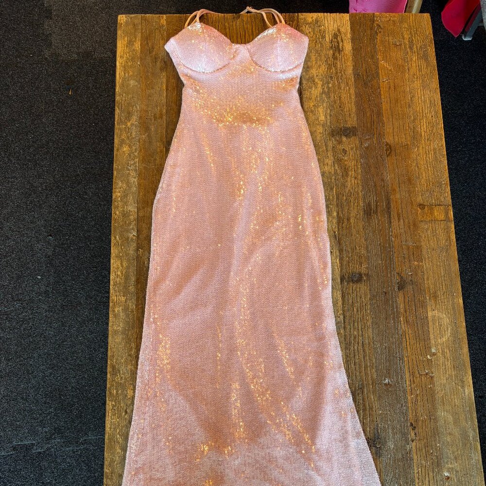 Pink Blush Sequins Prom Dress
